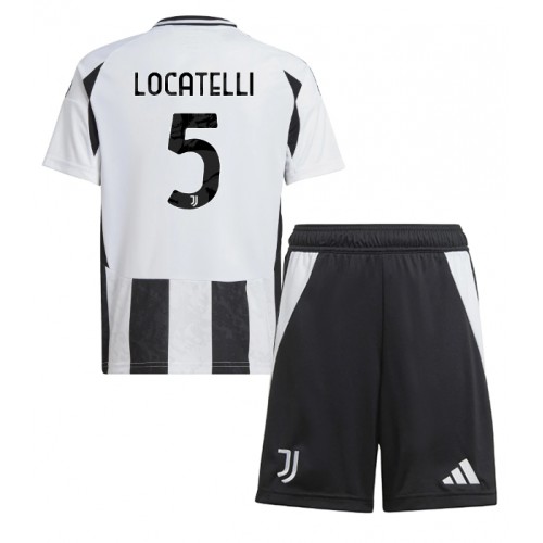 Fotbalové Dres Juventus Manuel Locatelli #5 Dětské Domácí 2024-25 Krátký Rukáv (+ trenýrky)